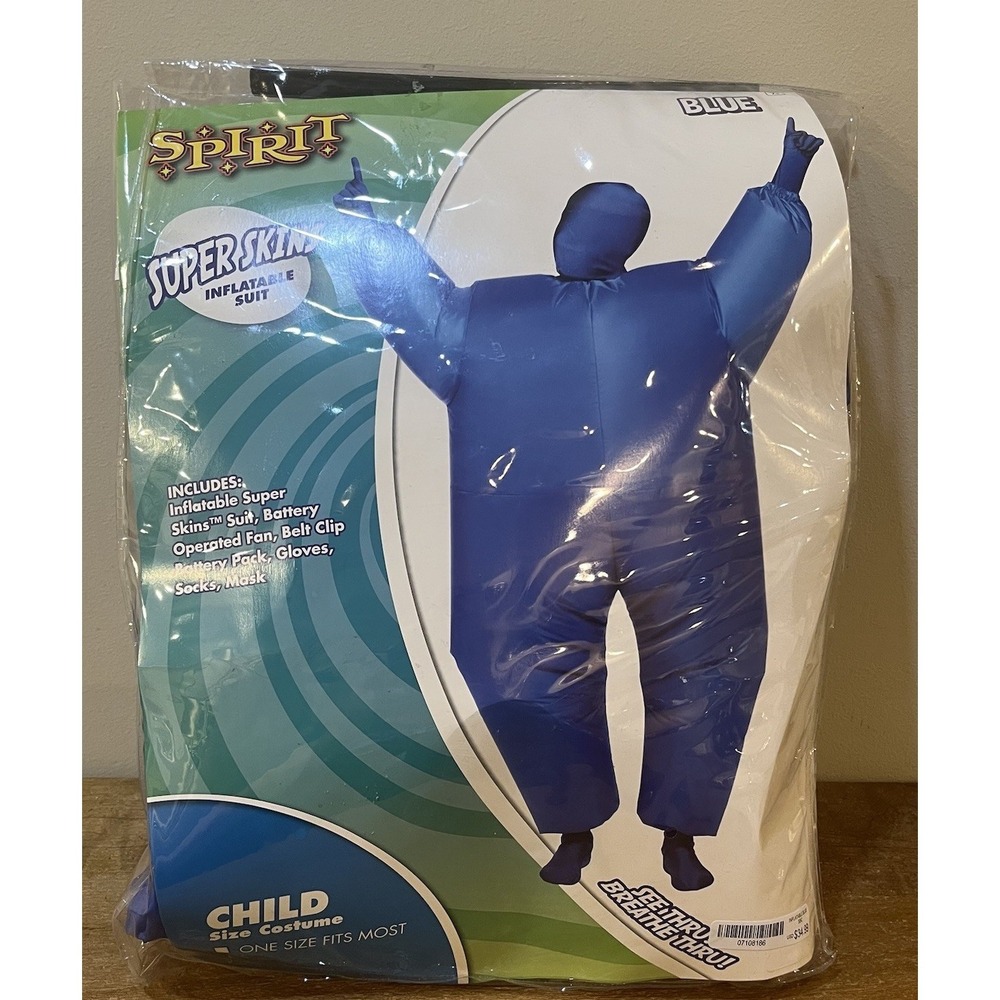 Spirit Halloween Blue Inflatable Super Skins Costume Child One Size Tested READ
